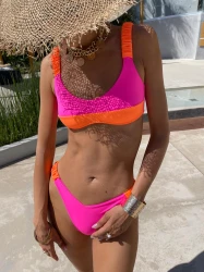 PINK ORANGE SCRUNCHY GÓRA BIKINI 