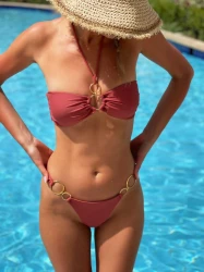 BROWN BANDAGE DÓŁ BIKINI